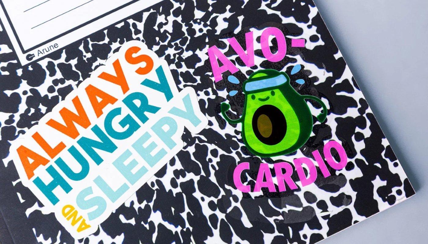 stickers on a notebook